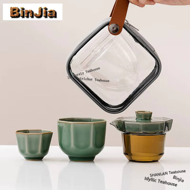 Celadon Ceramic Cup - Conjunto de chá portátil com ferramentas