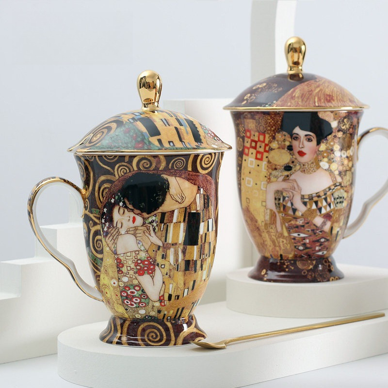 Celadon Ceramic Cup - Caneca de Cerâmica Europeia com Tampa